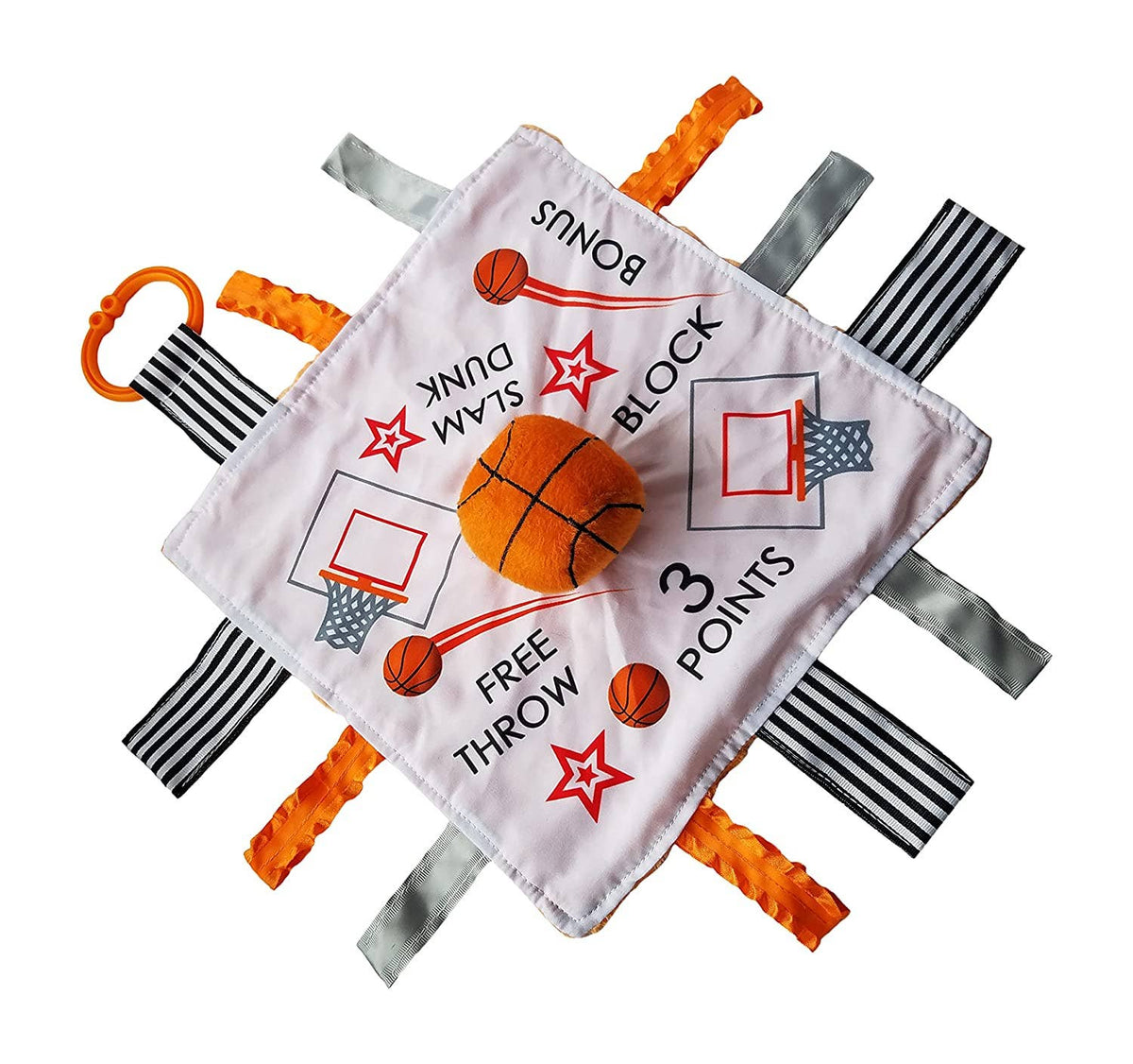 Basketball Baby Crinkle Tag Toy 10" x 10"