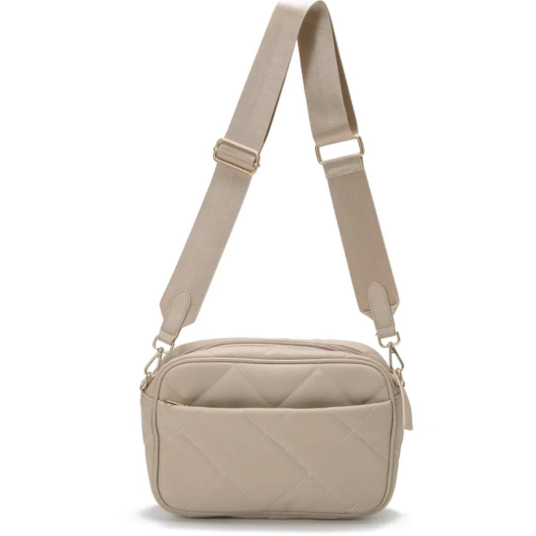 Vegan quilted Crossbody- taupe