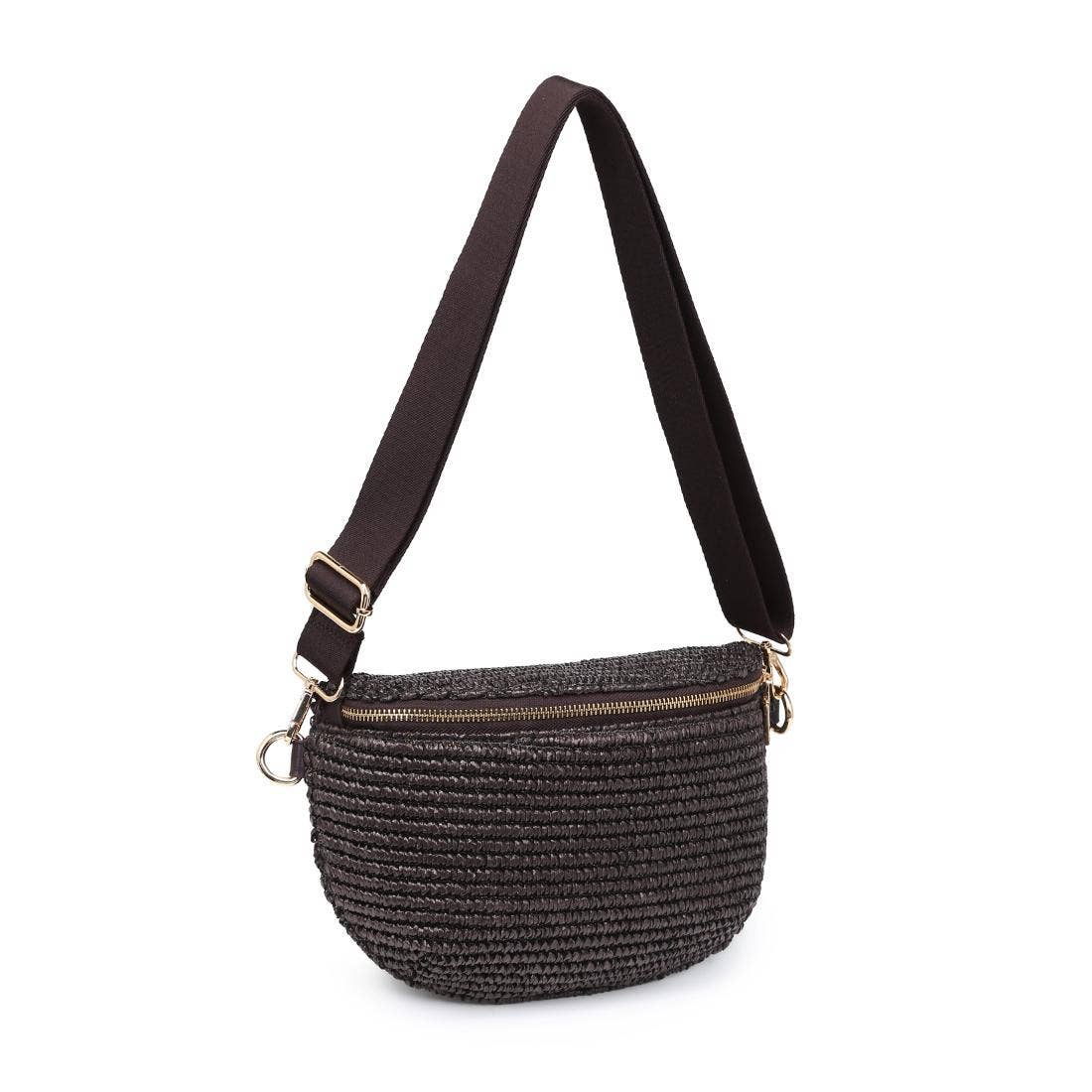Grand sac banane tissé à carreaux - chocolat