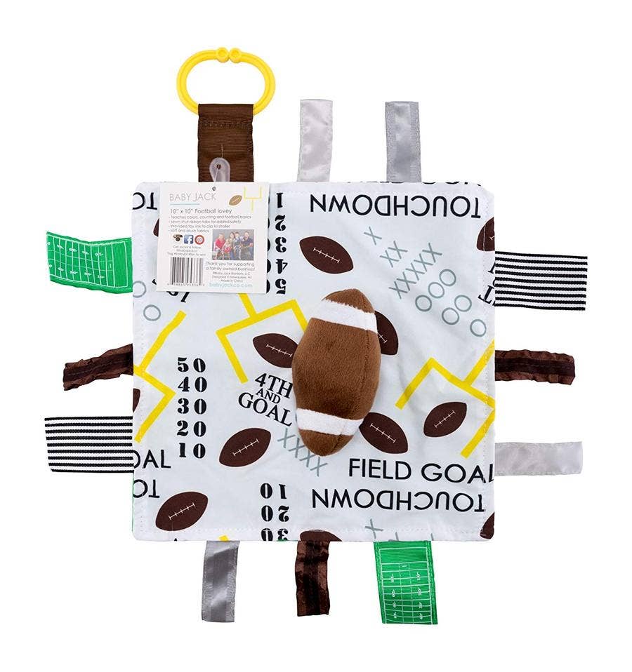 Football Baby  Crinkle Tag Toy 10" x 10"