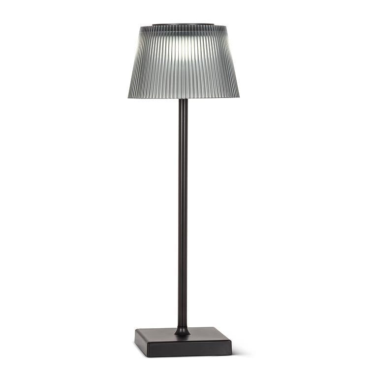 Lampe de table d'extérieur à LED avec abat-jour cannelé - Fumée