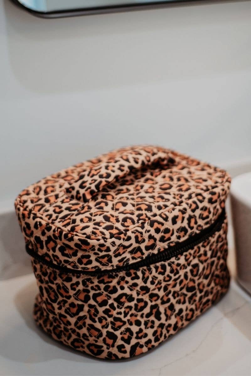 Brown Leopard Travel Cosmetic Bag