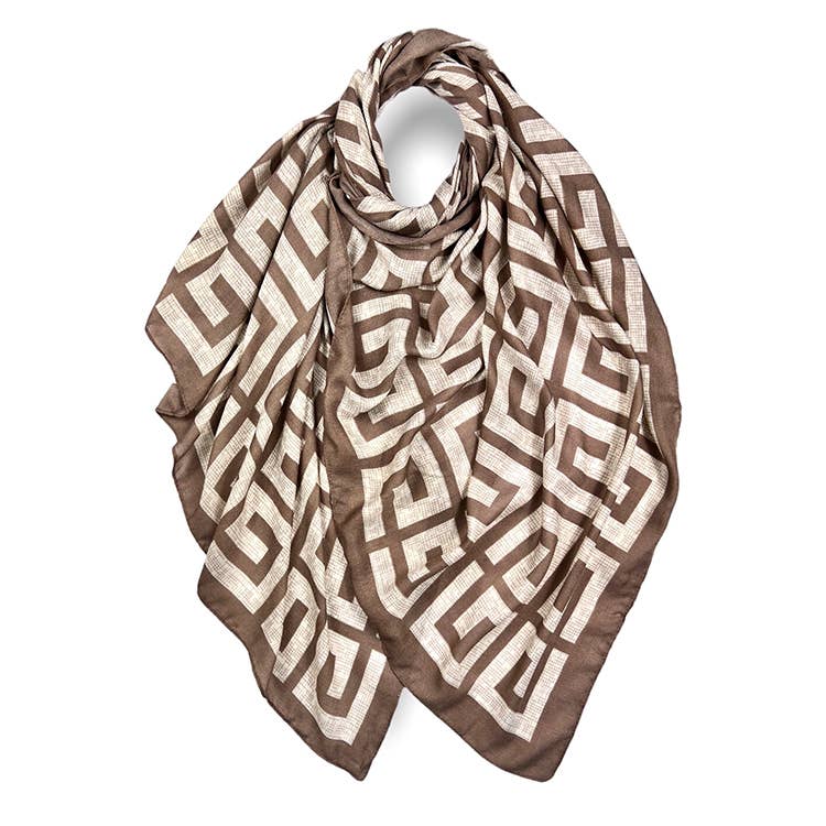 Maze print lightweight scarf: Mocca