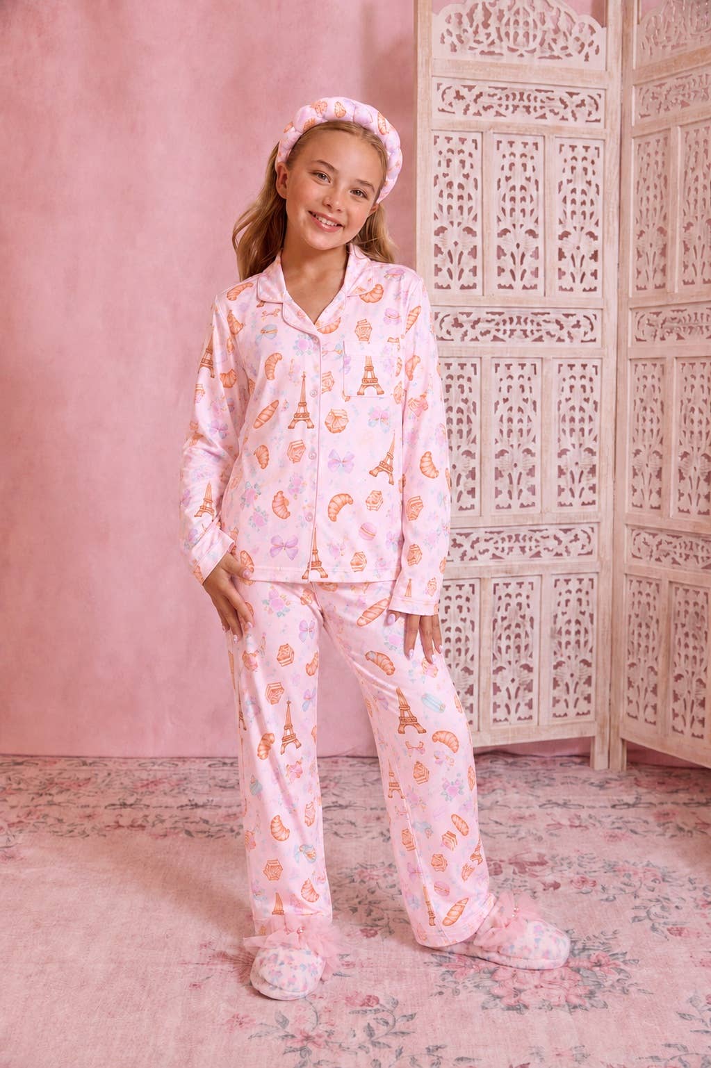 Paris Print Yummy Pajama Set with Headband
