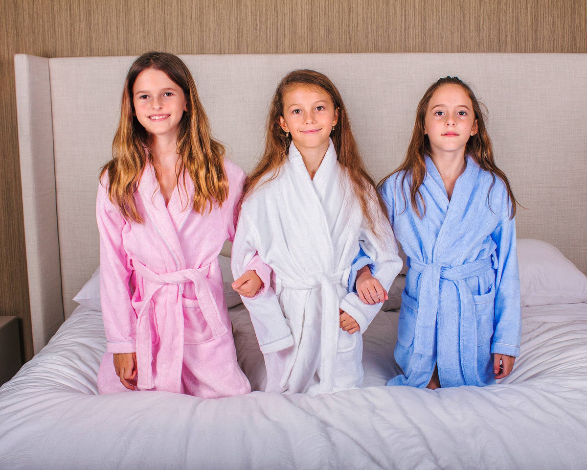 Peignoir personnalisé Terry pour enfants et adolescents - rose