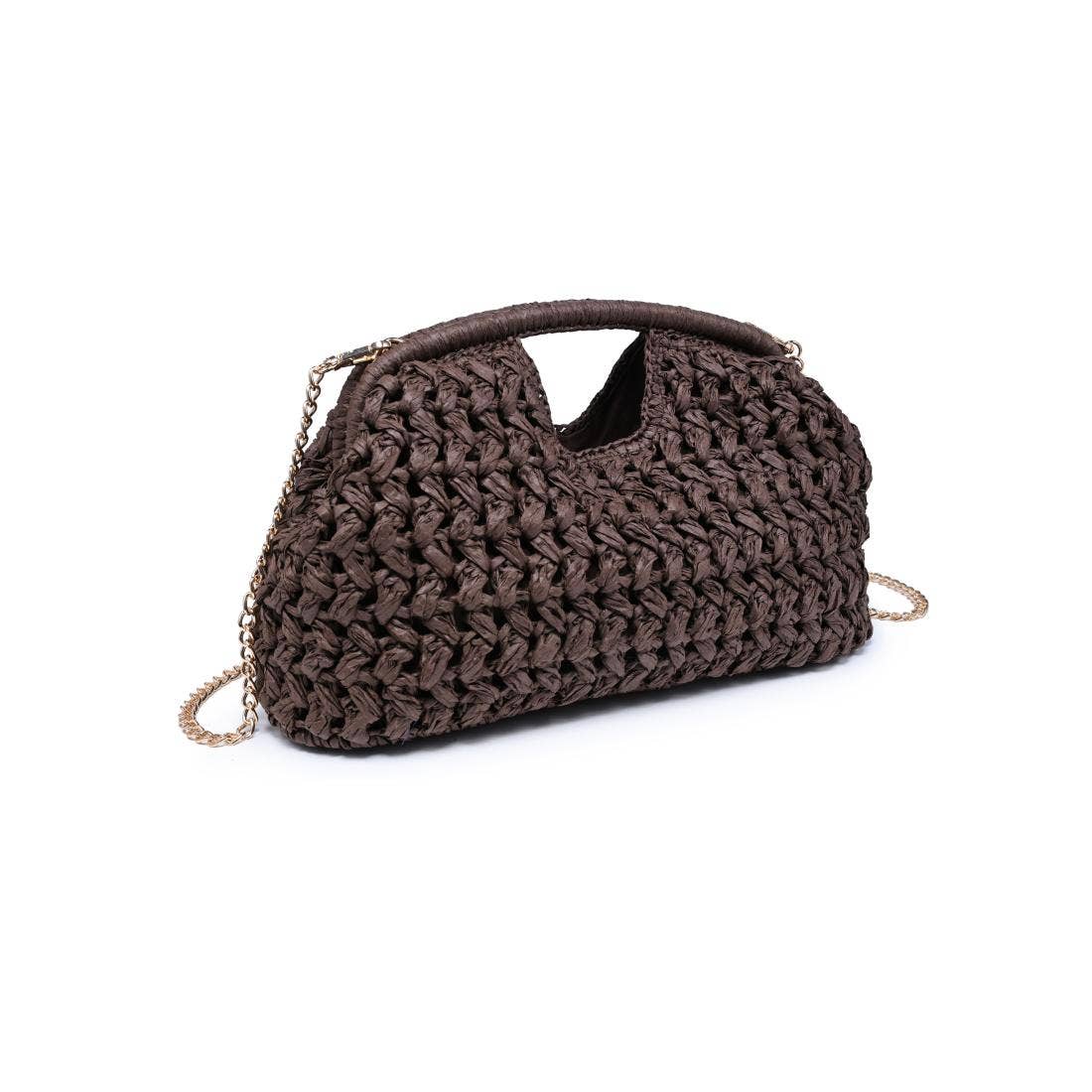 Sac bandoulière en raphia noué - chocolat