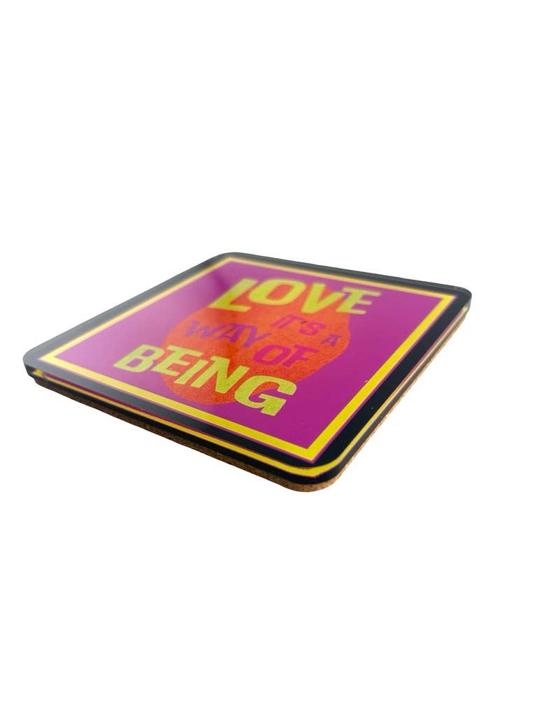 Set of 4 Acrylic Coasters in holder, Love A Way of Being