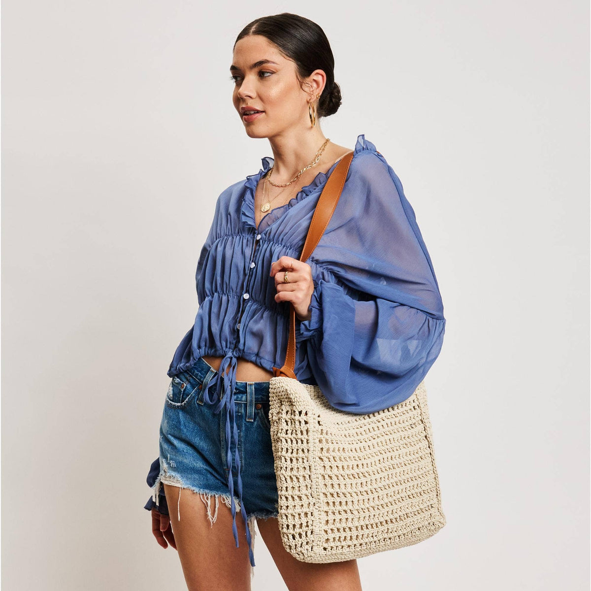 Sac bandoulière en cuir végétalien tressé