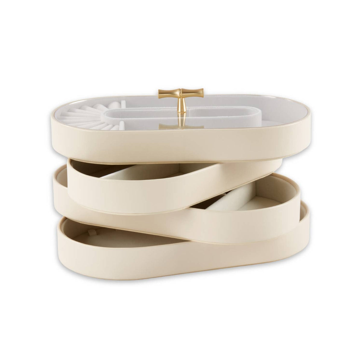 Personalized 4-tier Jewelry Tray Cream