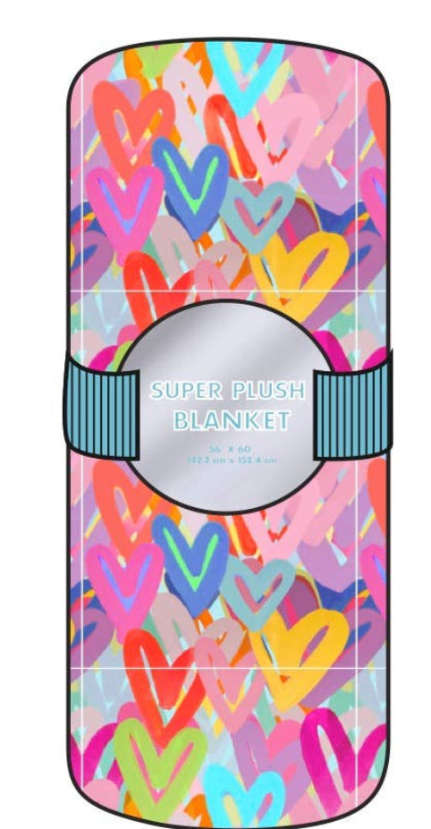 Girls Plush Blanket - Graffiti Hearts
