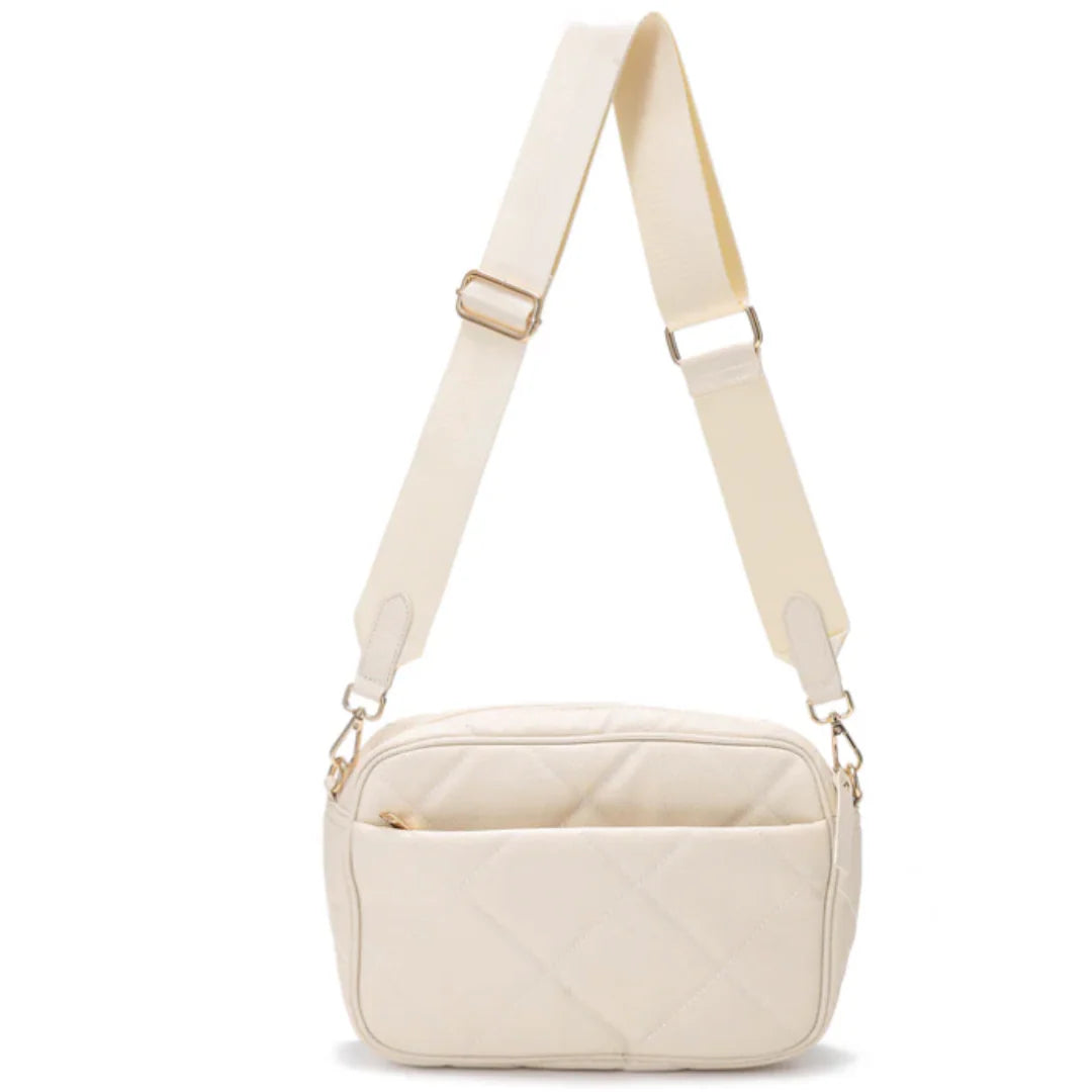 Vegan quilted Crossbody- off white