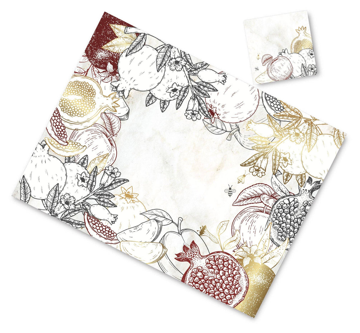 Sets de table et sous-verres Pommes et Pompons, lot de 12