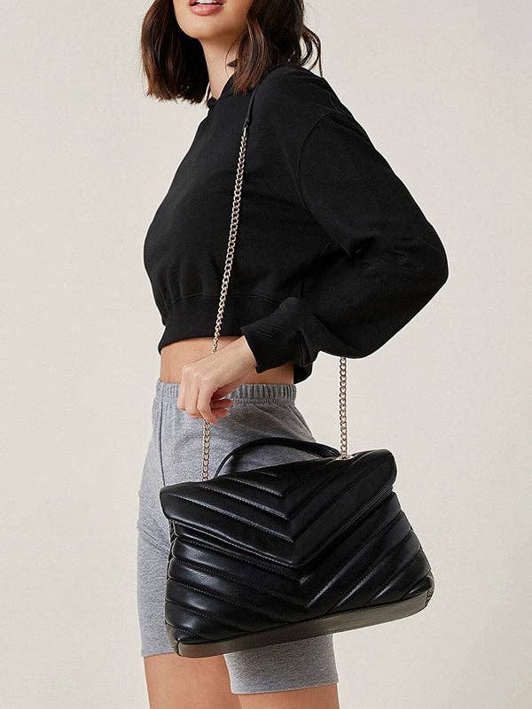 Black vegan leather Shoulder Bag
