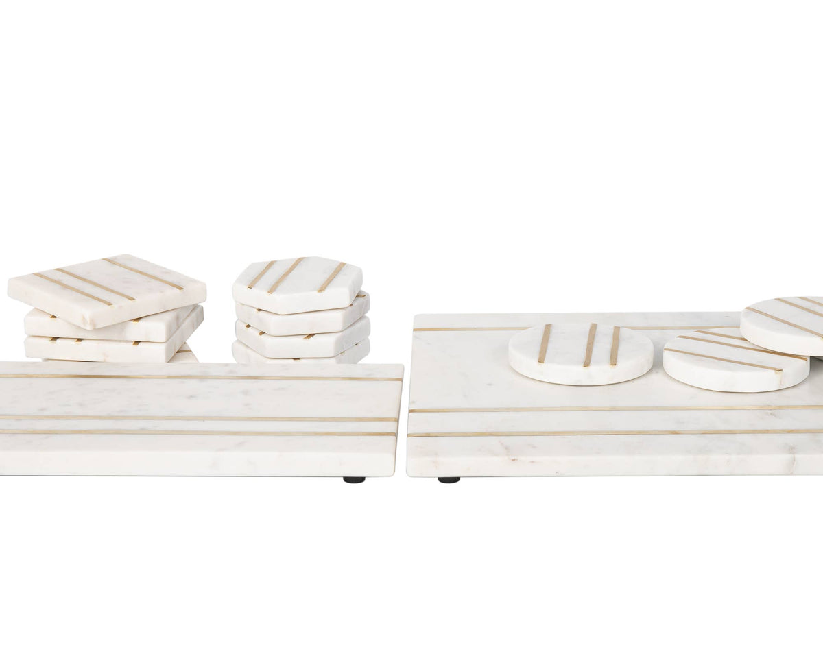 Sous-verres ronds en marbre avec incrustation, lot de 4