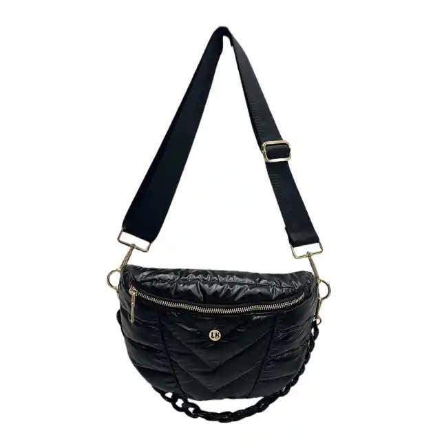 puffer Crossbody and Belt Bag - Black