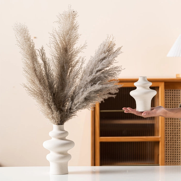 lot de 2 vases à bulles en céramique blanc cassé 