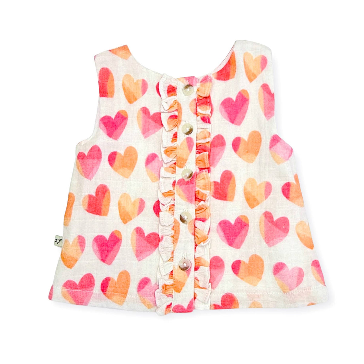 Hearts Button Front Baby Top + Ruffled Bloomer (organic)