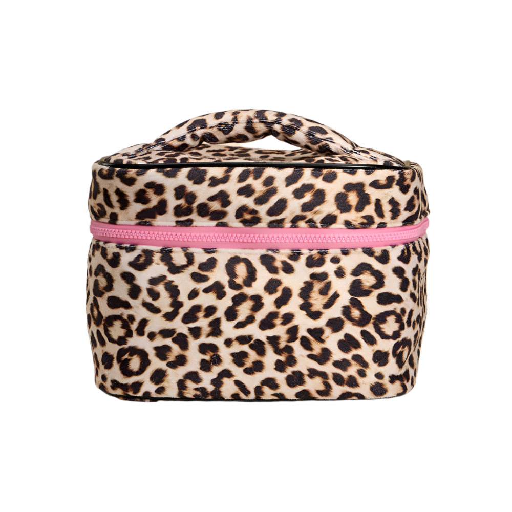 Leopard Pattern Print Cosmetic Bag, Large