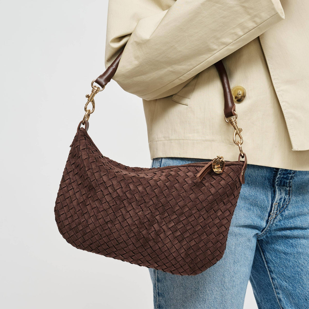 Faux Suede Crossbody - espresso