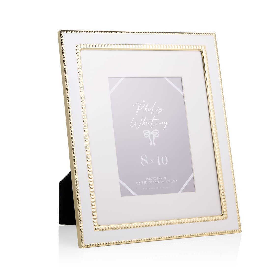 Cadre photo 8x10" blanc et or
