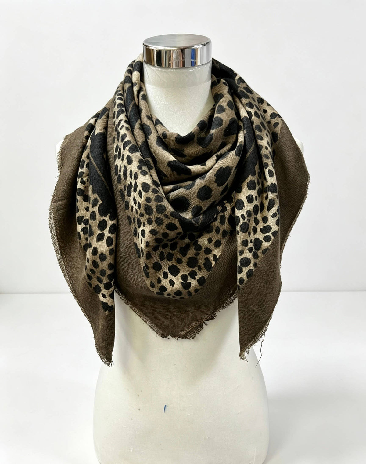 leopard square scarf - cafe