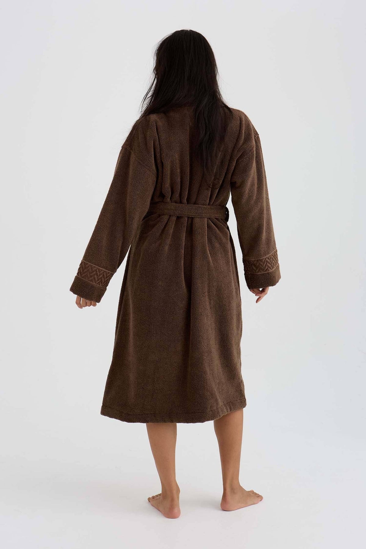 Bamboo Towelling Robe In Mocha