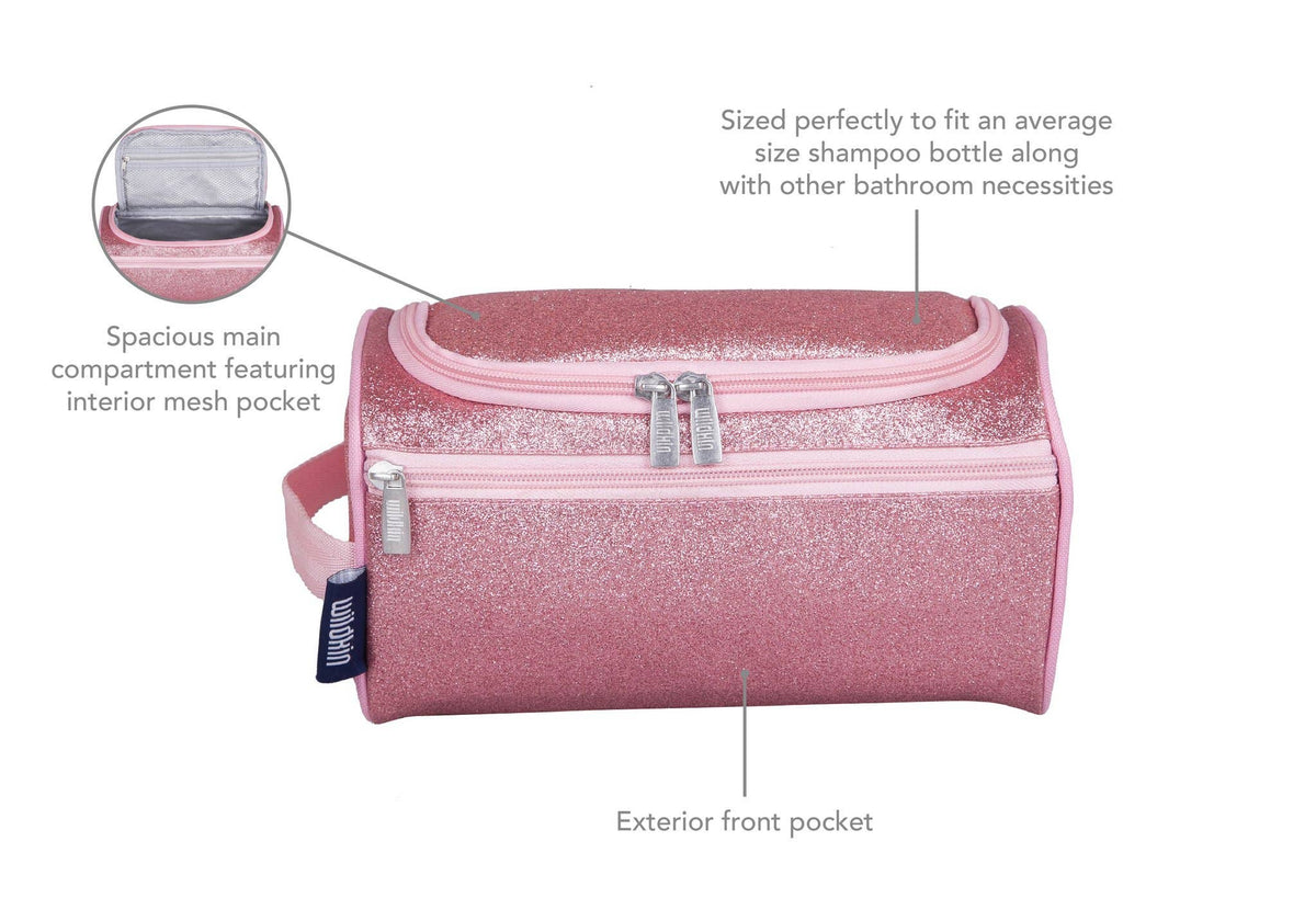 Trousse de toilette rose à paillettes