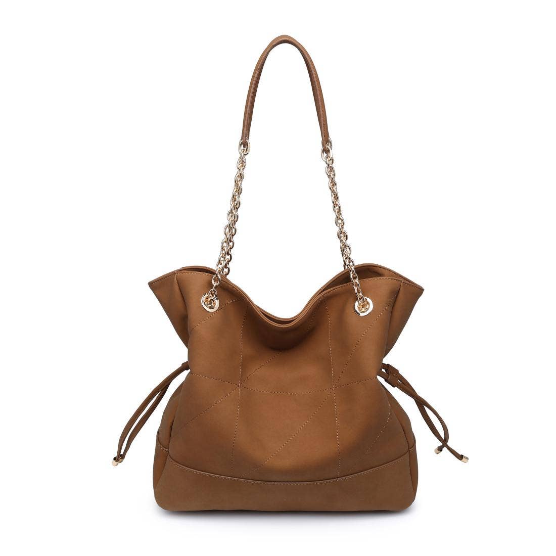 Sac cabas matelassé à ceinture - cognac