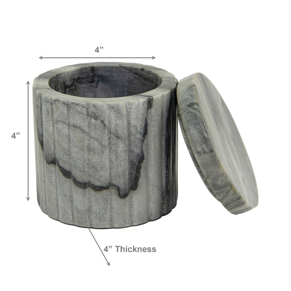 Grey ribbed Marble Canister