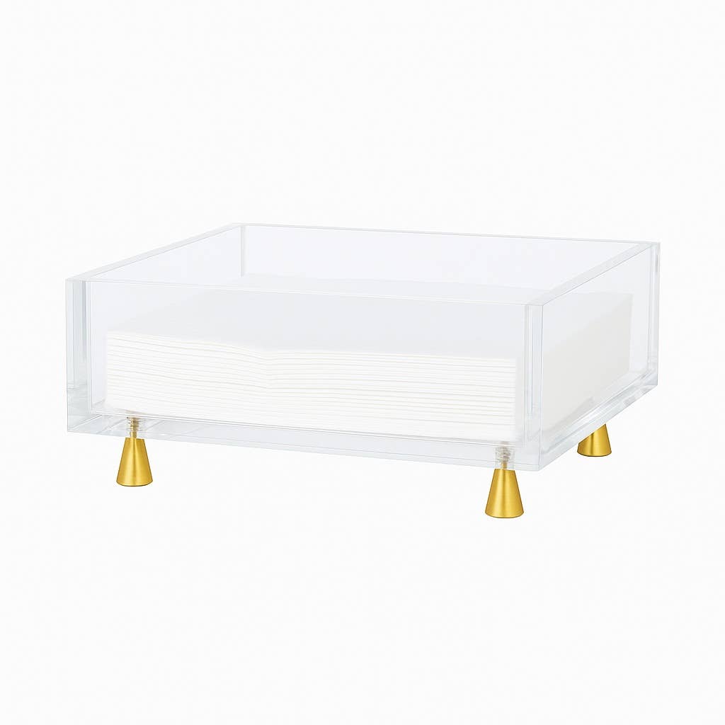 Footed Napkin Holder, Gold - Lunch/Dinner