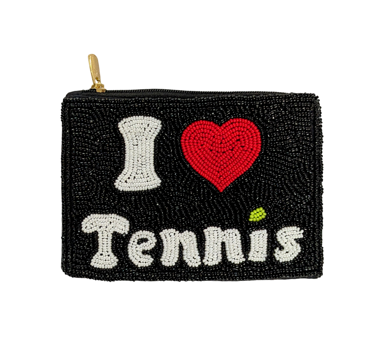 Dames que j'aime le tennis - Porte-monnaie entièrement perlé