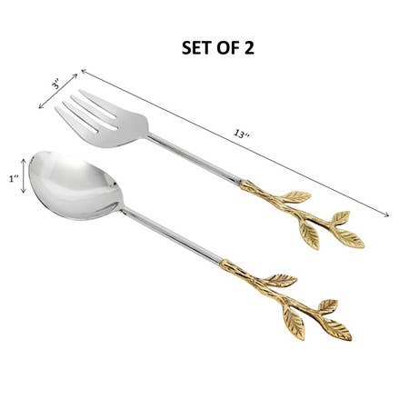 Service à salade en forme de bourgeon doré, lot de 2
