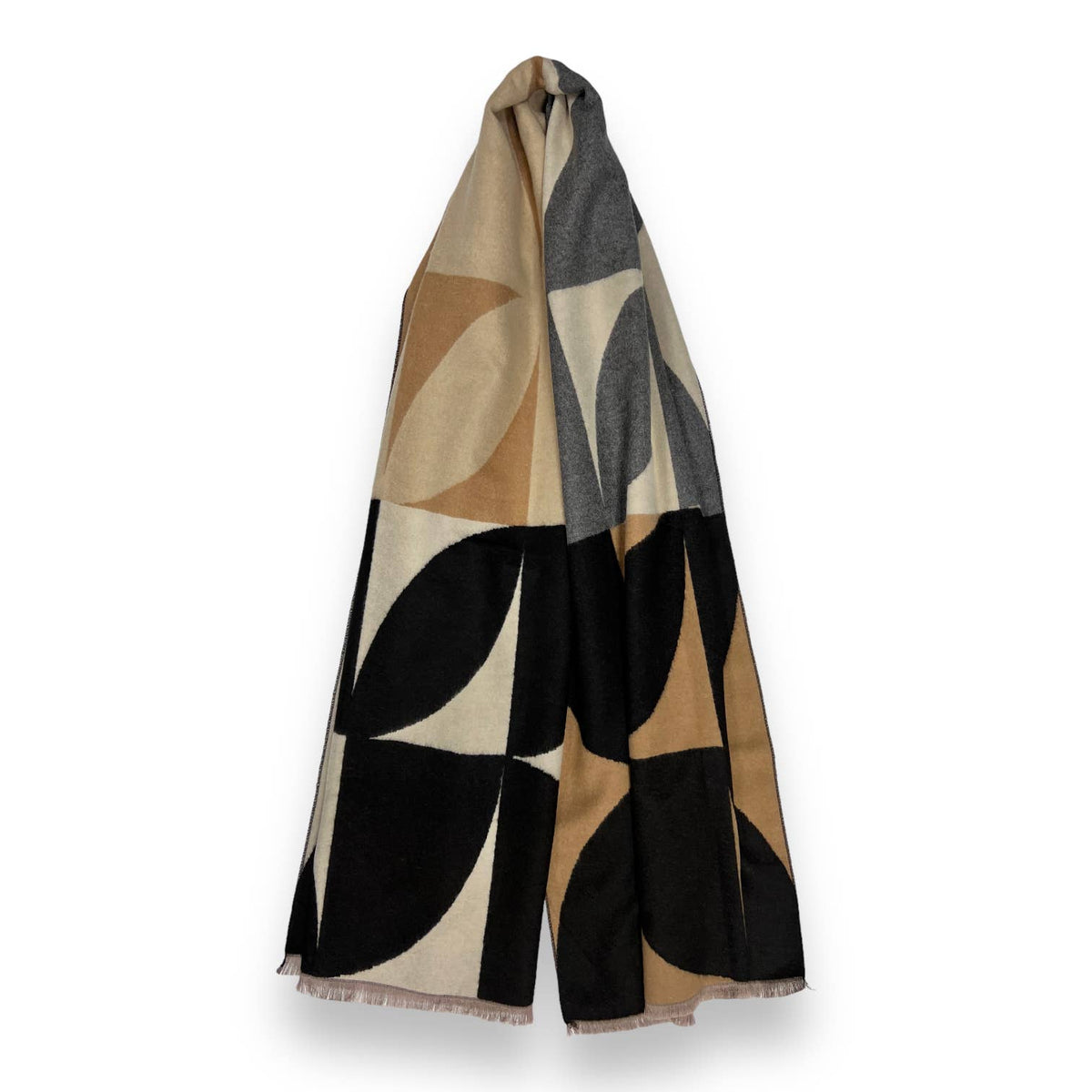 Retro print on cashmere blend scarf finished with fringes - Blacca