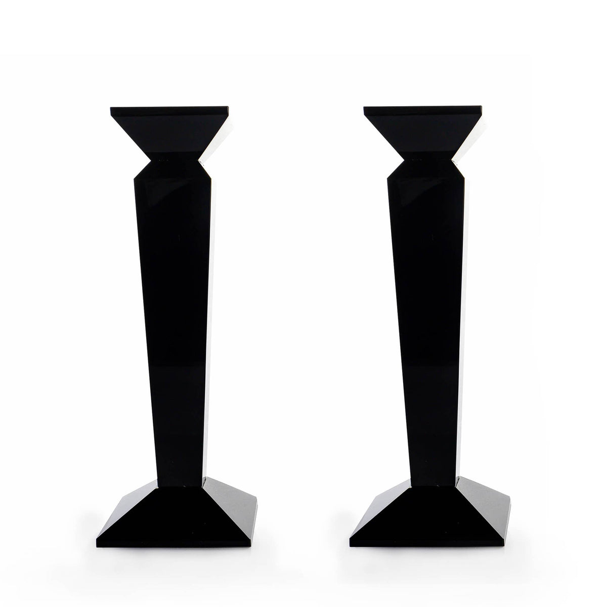 Lot de 2 bougeoirs en cristal massif noir 11"