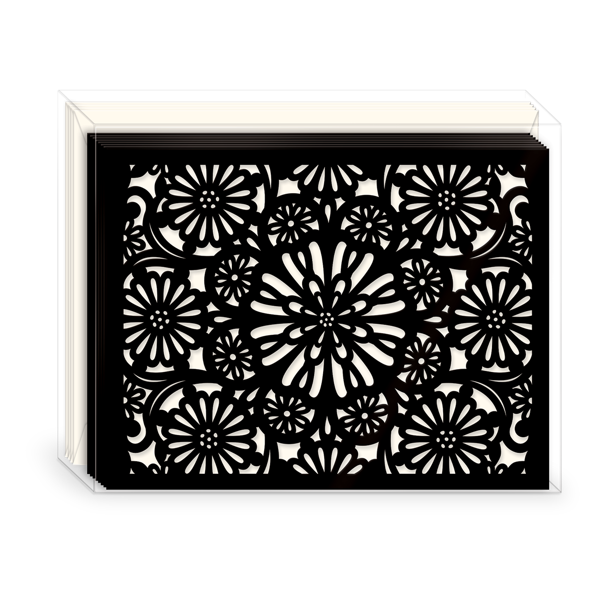 Cartes de correspondance en dentelle noire