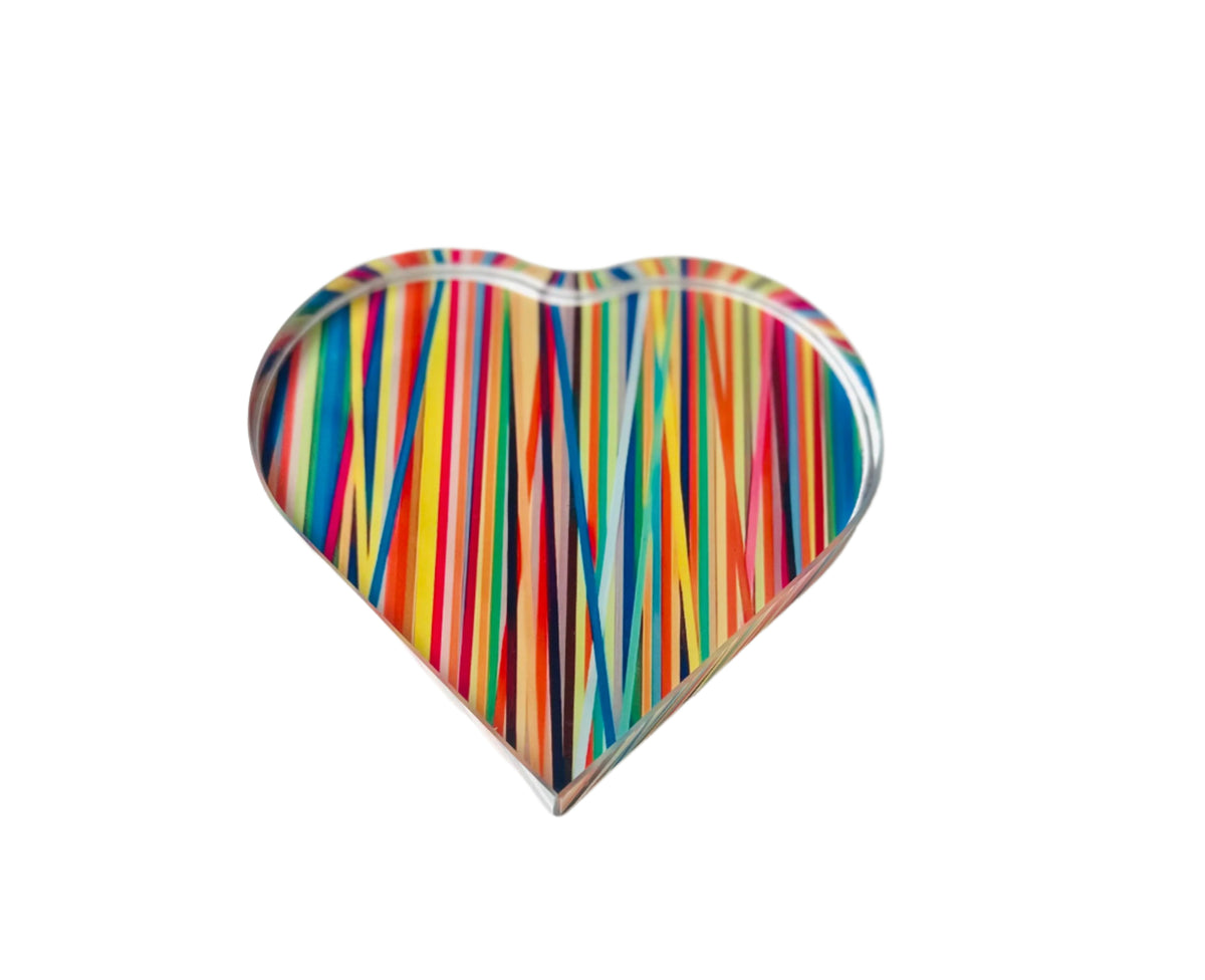 Colorful Abstract Lines Crystal Heart Decor 