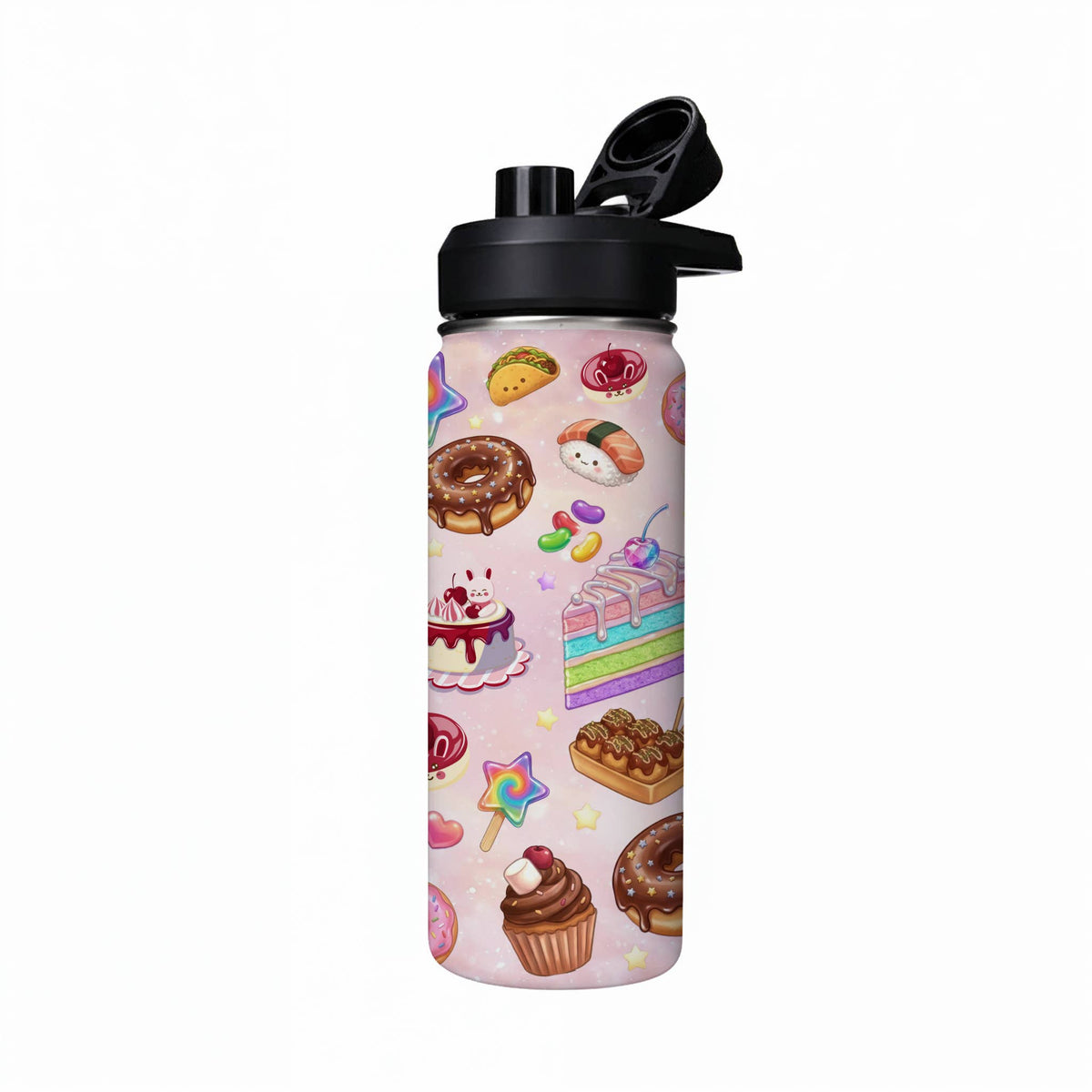 Bouteille d'eau pour enfants imprimée donuts