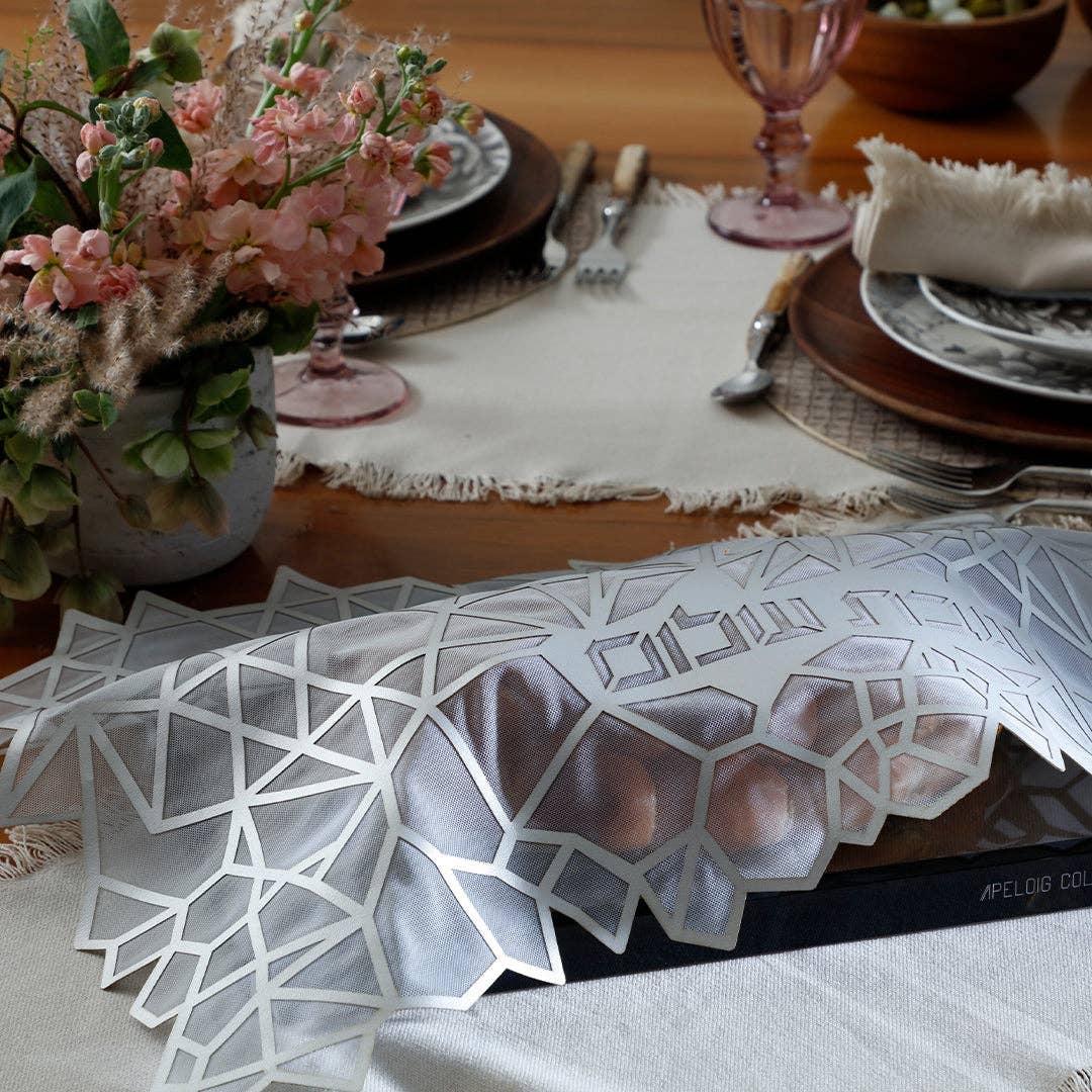 Challah Cover Geometric Silver