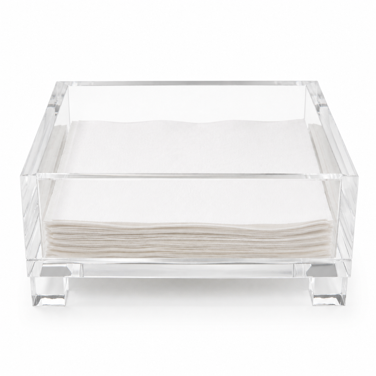 Clear Acrylic Cocktail Napkin Holder, Cube Feet