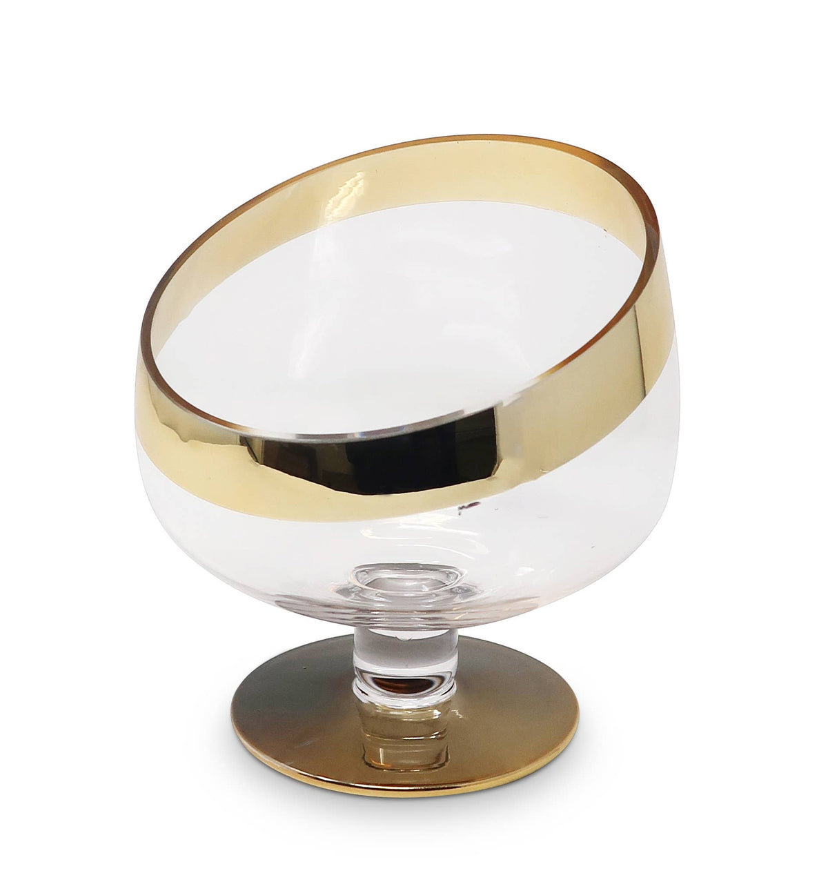 Footed Snack Bowl With Gold Base And Rim: Large