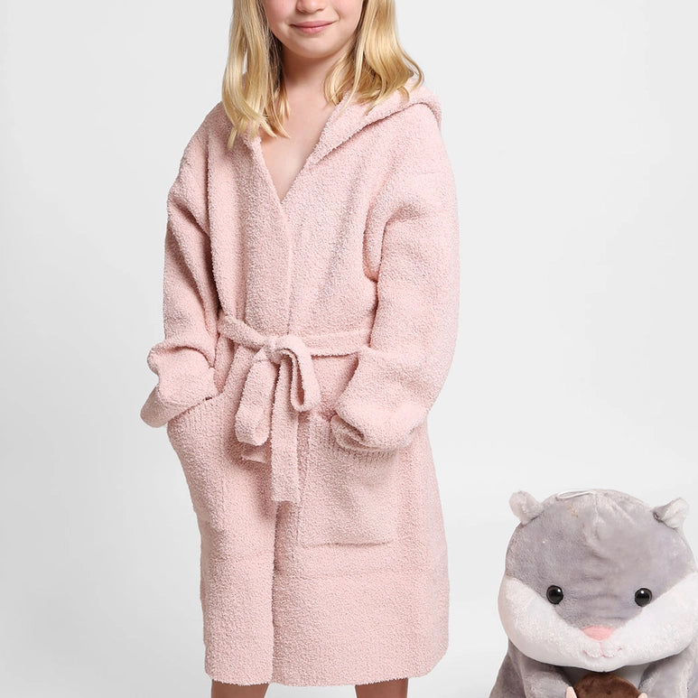 Children'S Luxury Soft Hooded Robe Pink