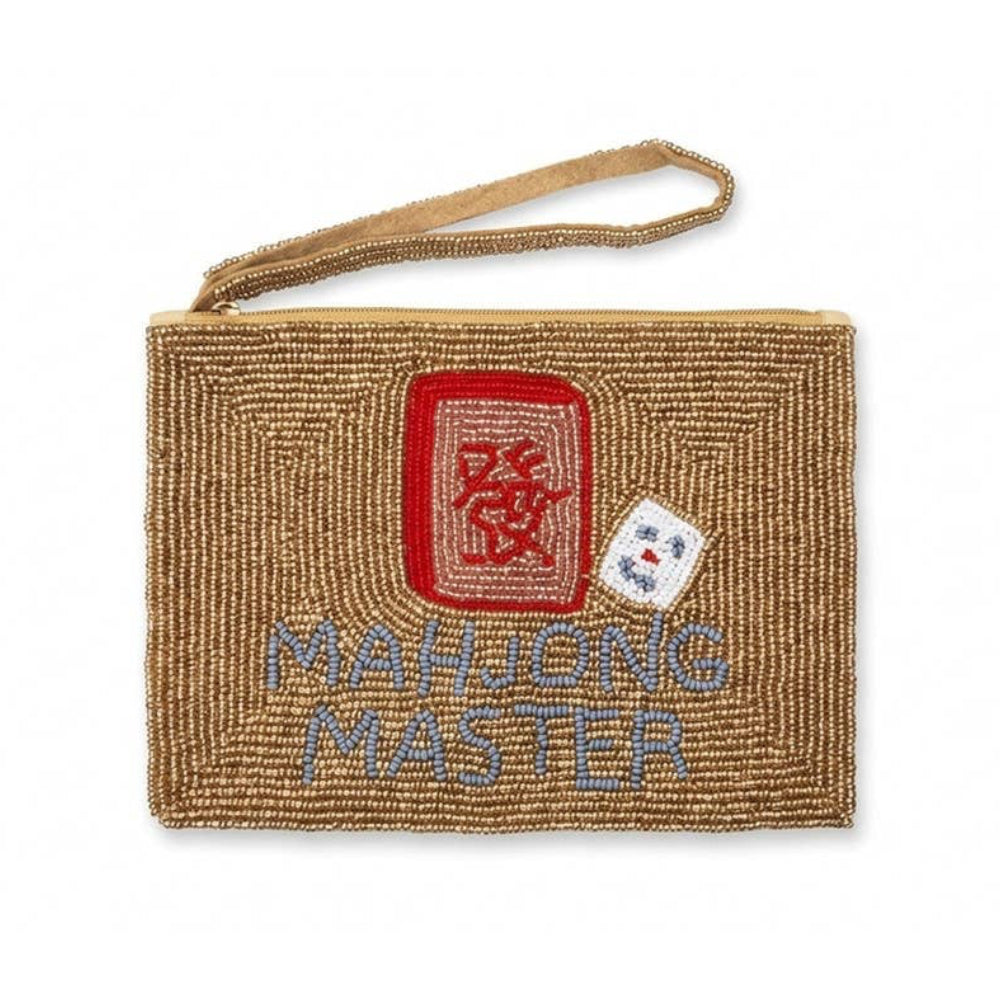 Mahjong Master Tile Beaded Zip Pouch