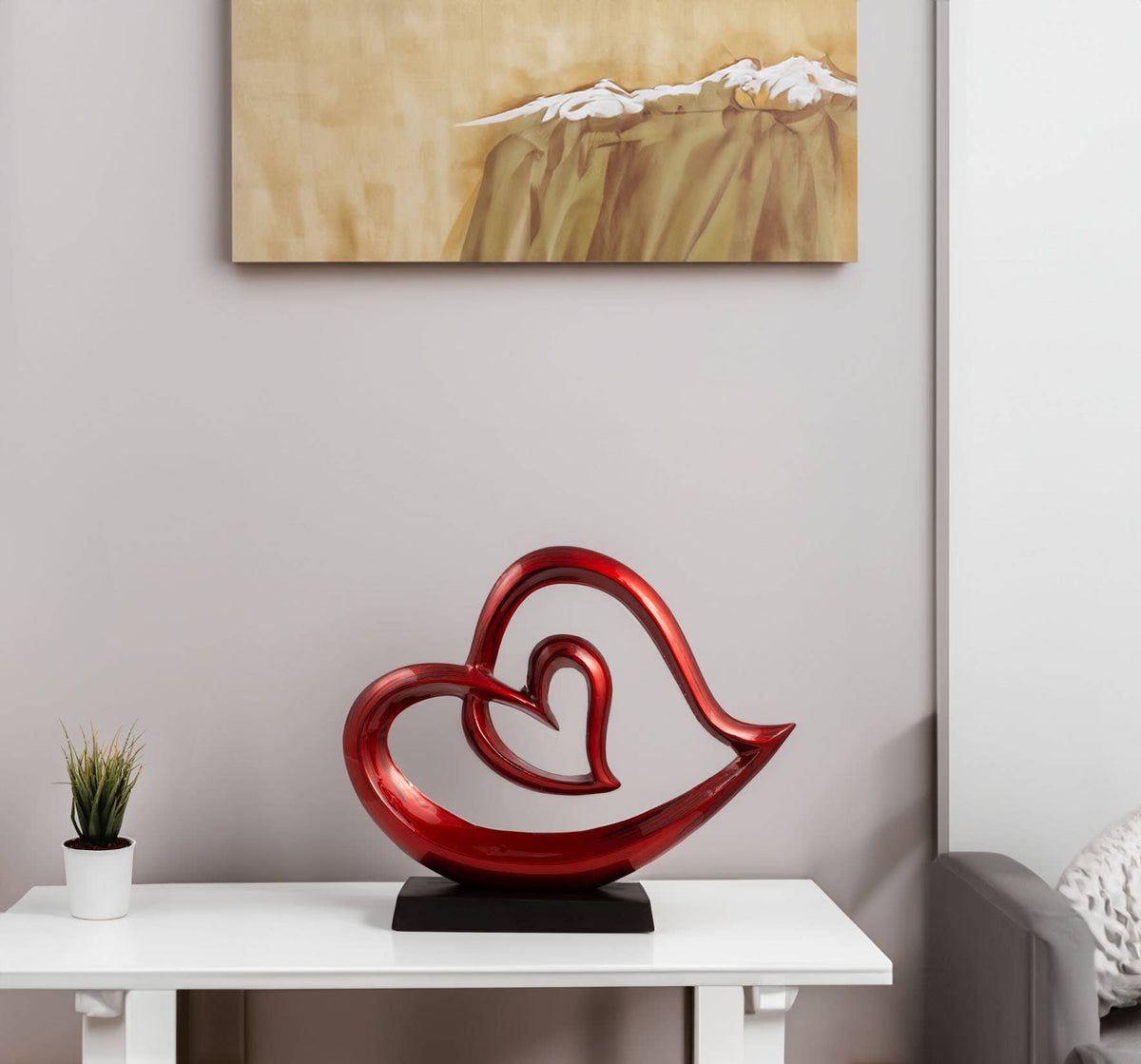 Corazones Glaçure Rouge Cœurs Jumeaux sur Socle
