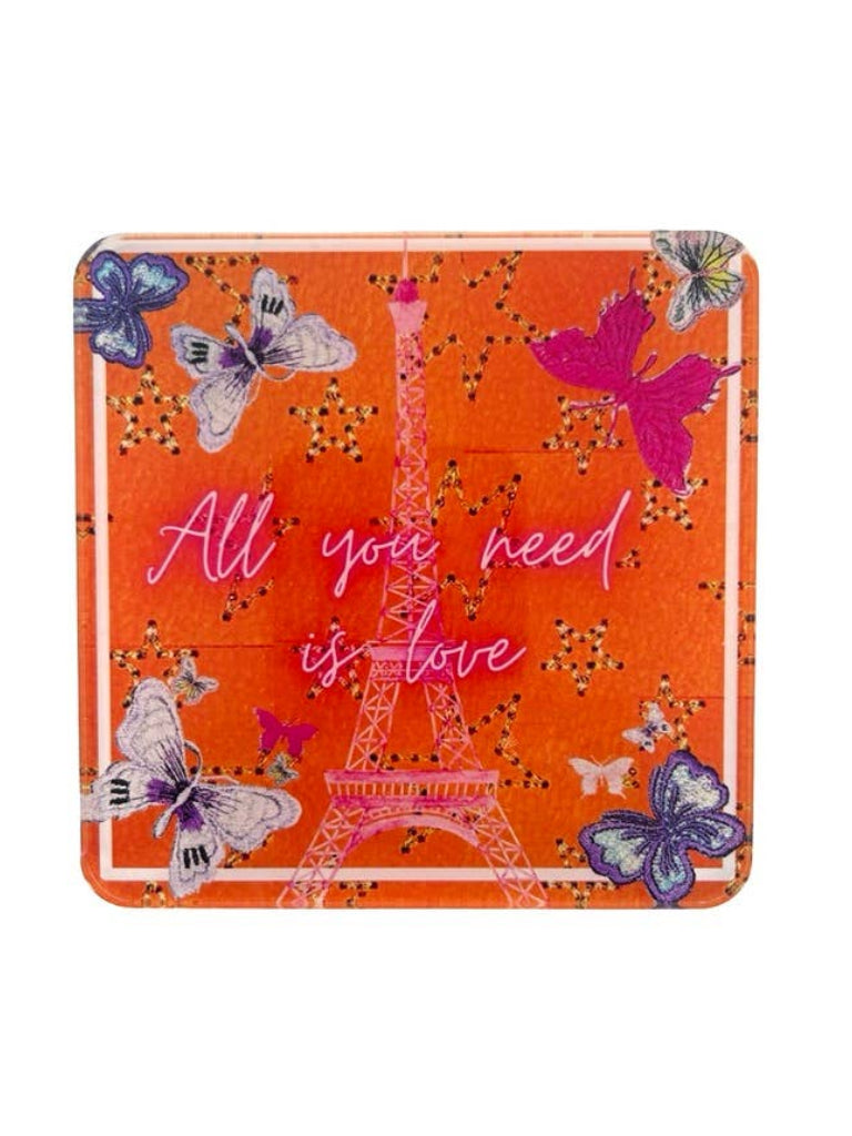 Set of 4 Acrylic Coasters in holder, All You Need