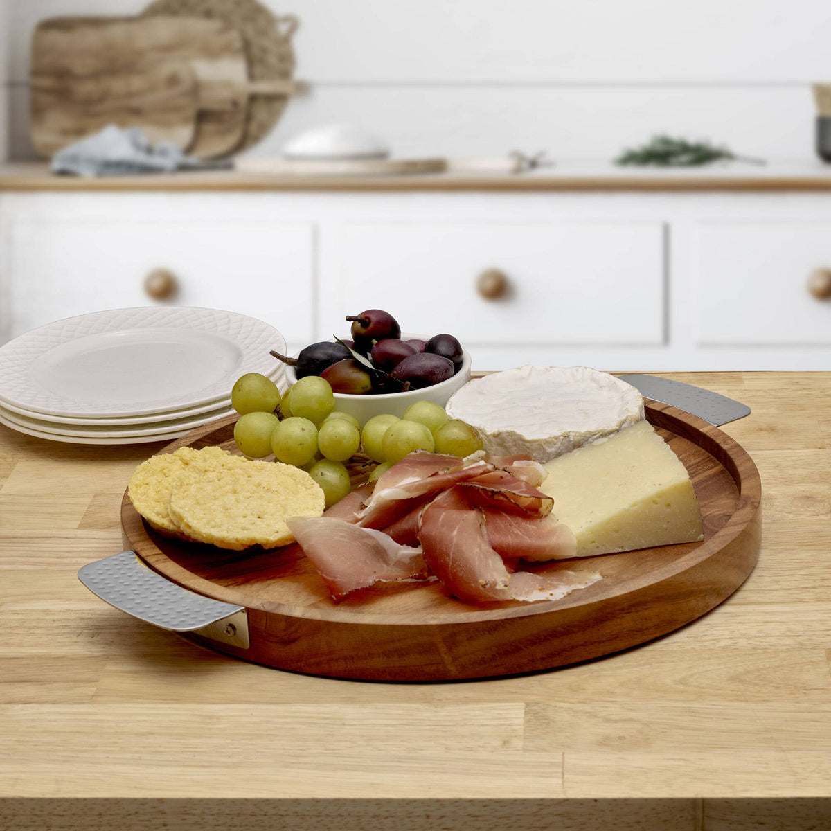 Round Acacia Wood Tray