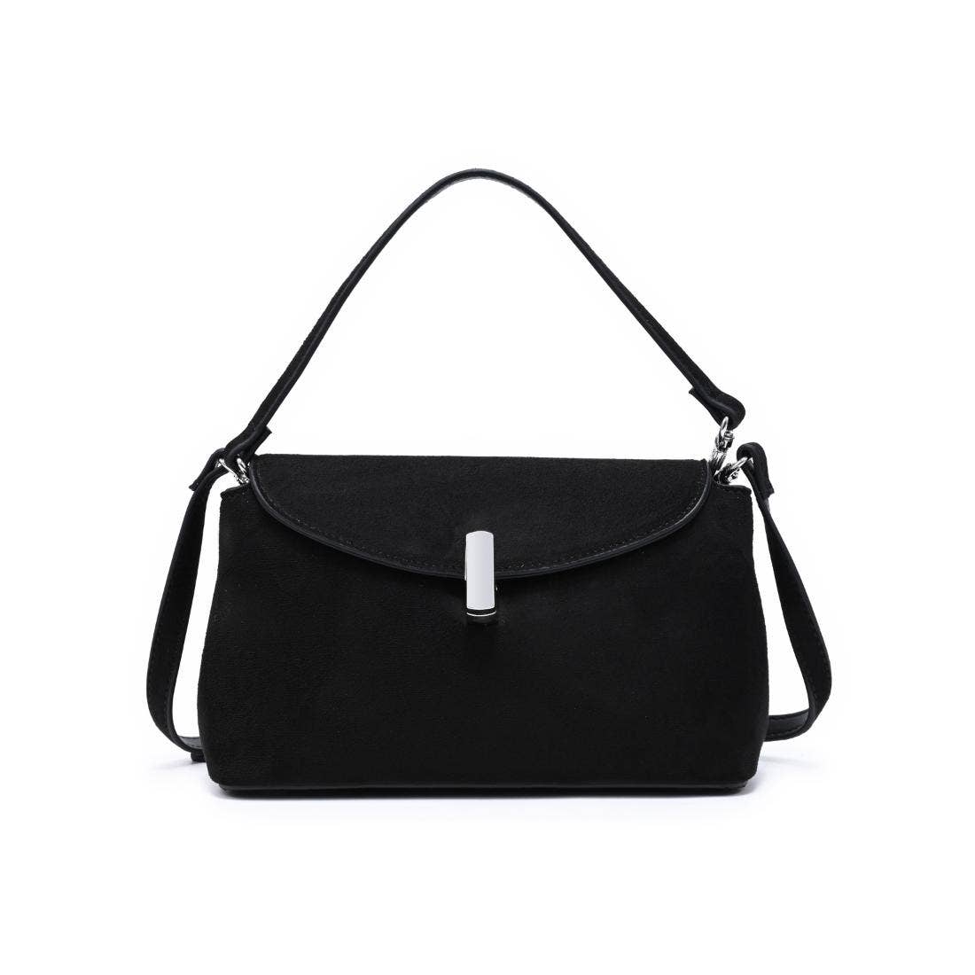 Vegan leather shoulder/crossbody bag - black