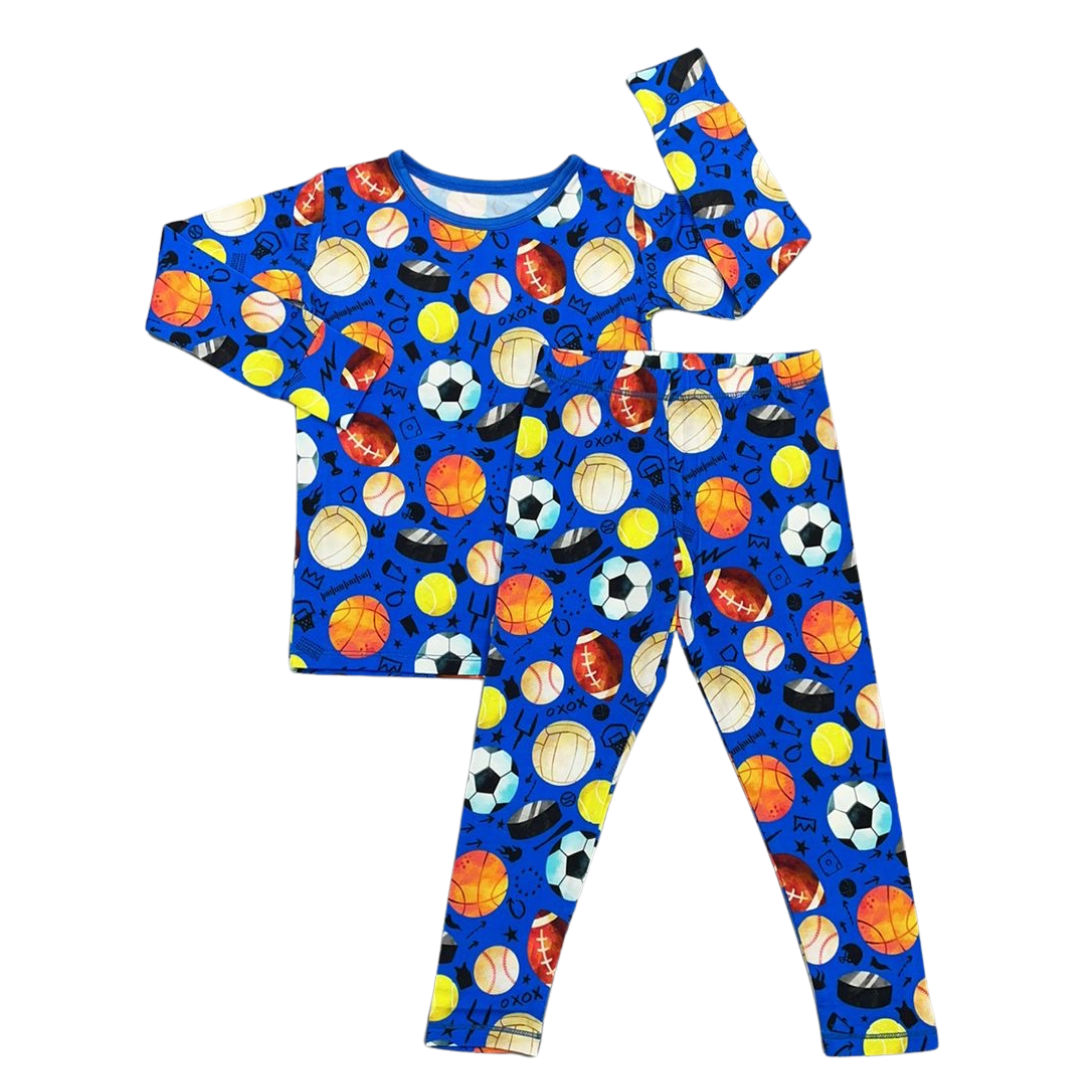 Blue Sports Long Sleeve PJ Set