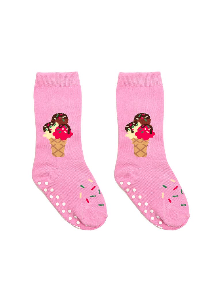 3D Packaged Socks - Kids - Ice Cream -Pink