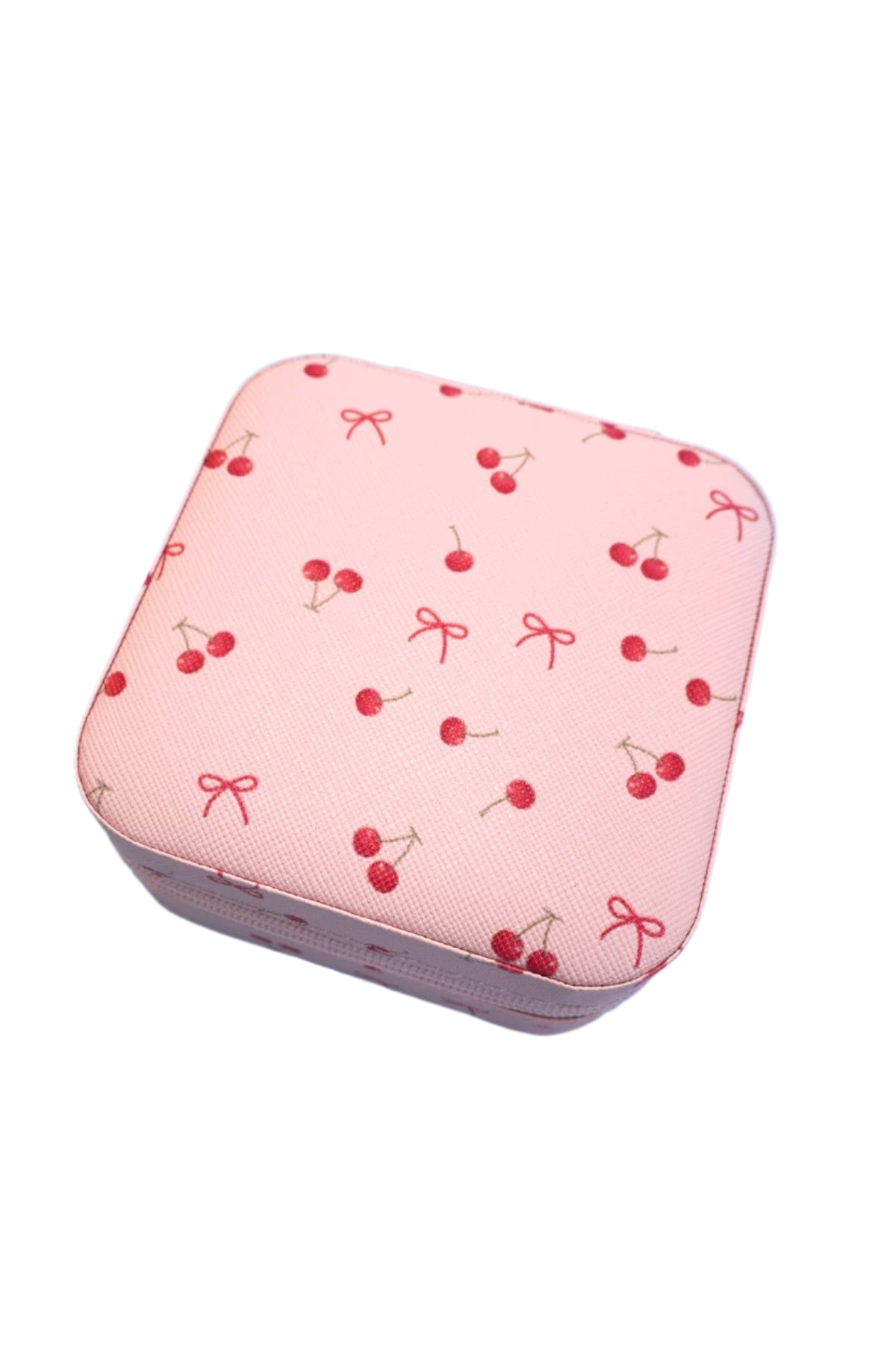 JEWELRY ORGANIZER TRAVEL BOX CASE, Pink cherry bows