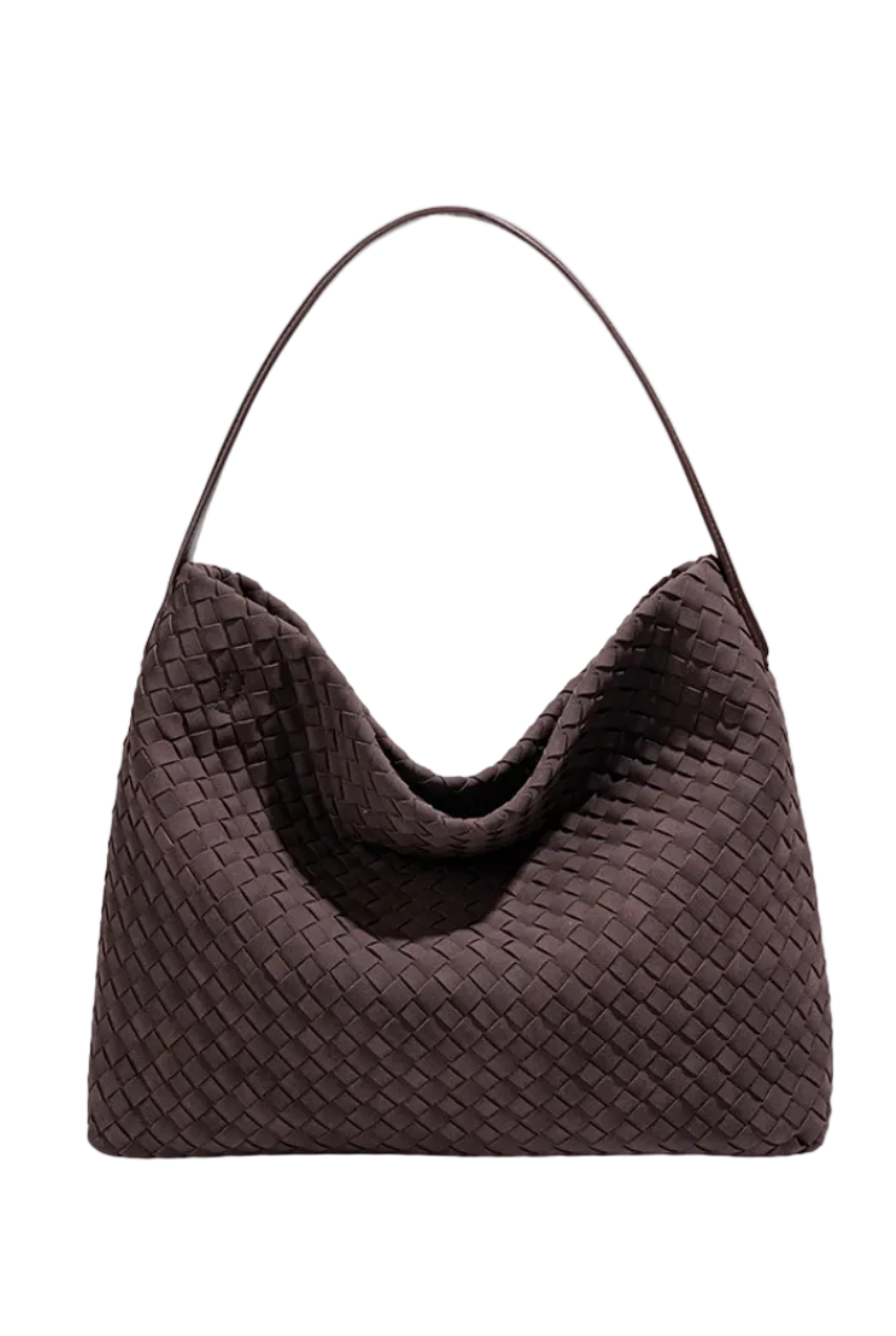Woven Suede Hobo Crossbody Bag